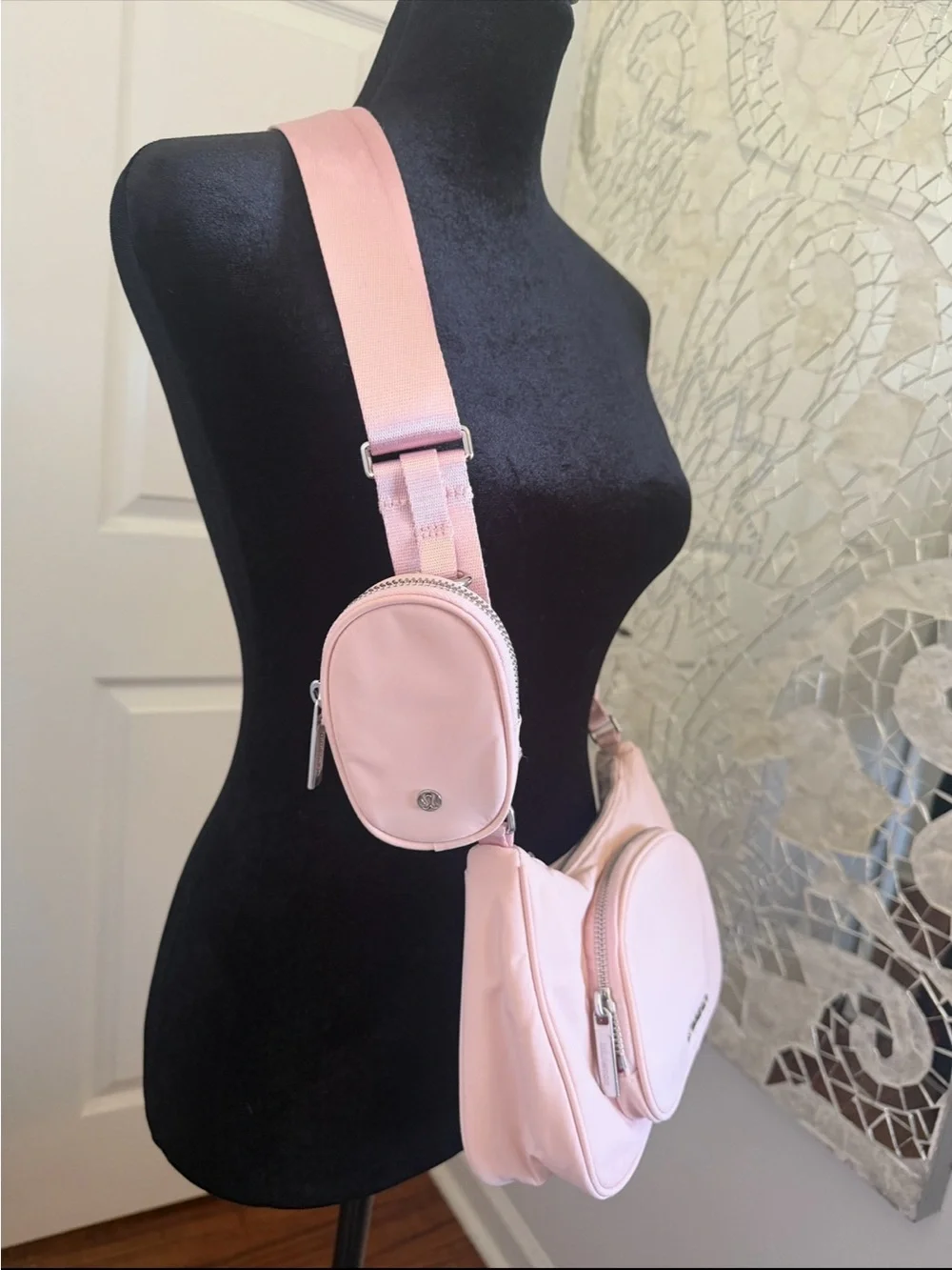 lululemon Pale Pink Crossbody Bag with Mini Strap Pouch & free tote - Picture 3 of 6